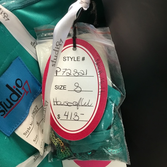 Strapless long emerald green sequin dress size 8 nwt - Picture 5 of 5